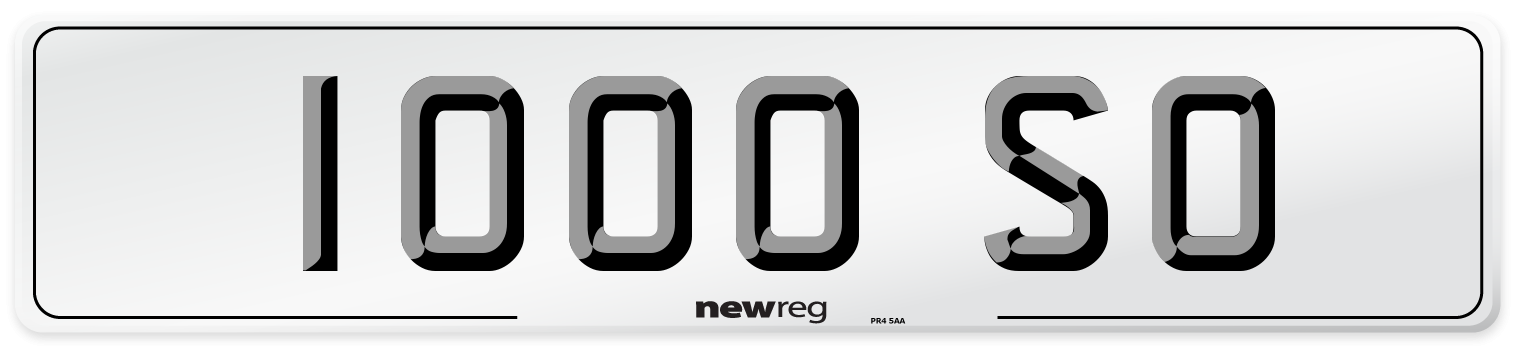 1000 SO Number Plate from New Reg